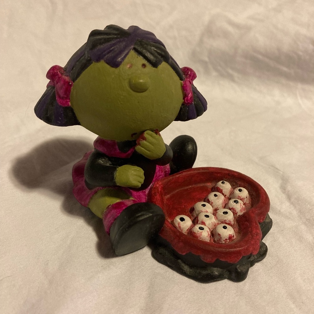 Hand painted zombie girl valentines repurposed figurine